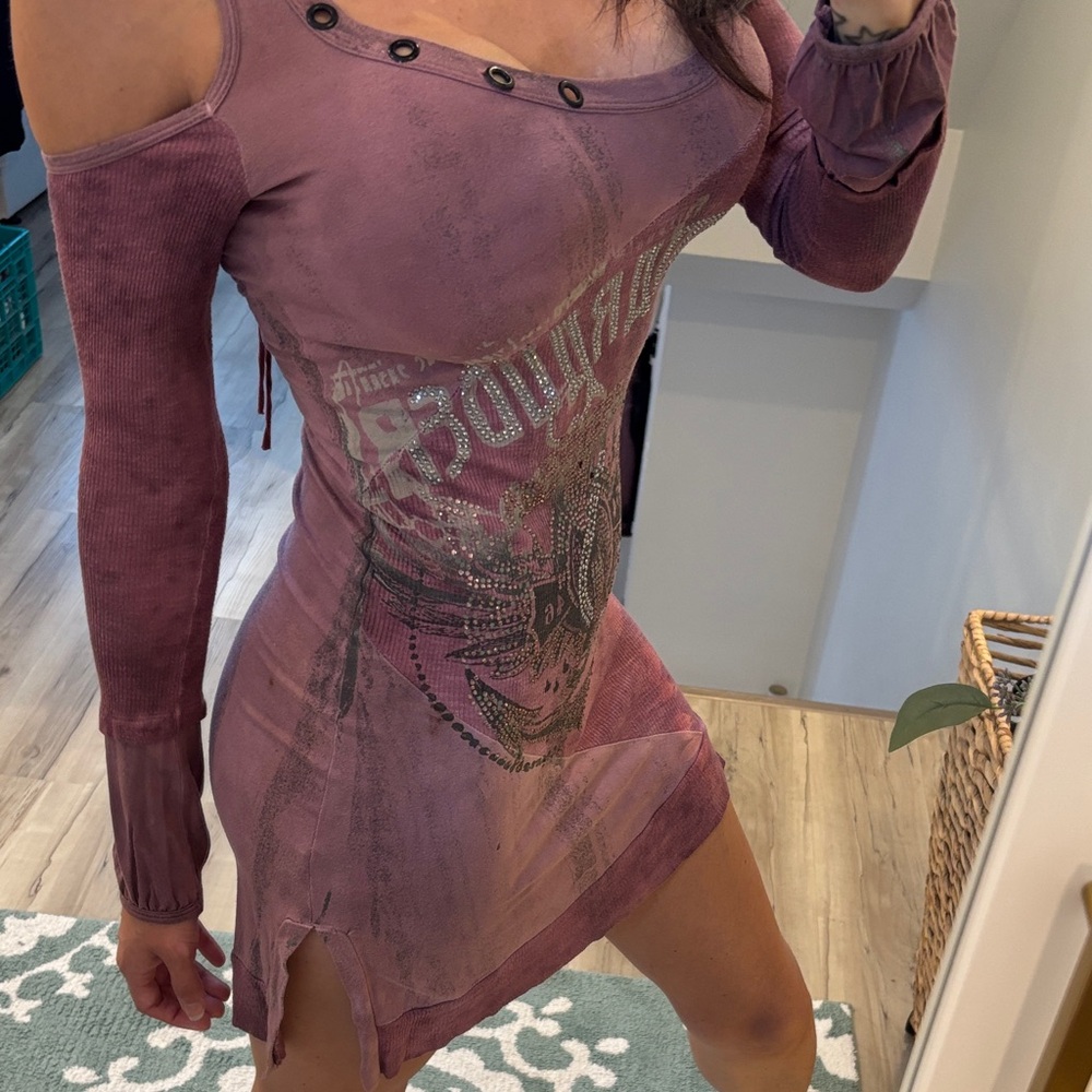 Salvage Cold Shoulder Mini Dress in Mauve - Picture 4 of 16